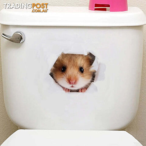 Hamster1Zippay Cats 3D Wall Sticker Toilet Stickers Hole View Vivid Dogs Bathroom For Home Decoration Animals Vinyl Decals Art Wallpaper Poster