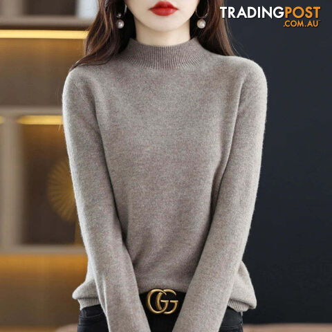 14 / XXLZippay 100% Pure Wool Half-neck Pullover Cashmere Sweater Women's Casual Knit Top