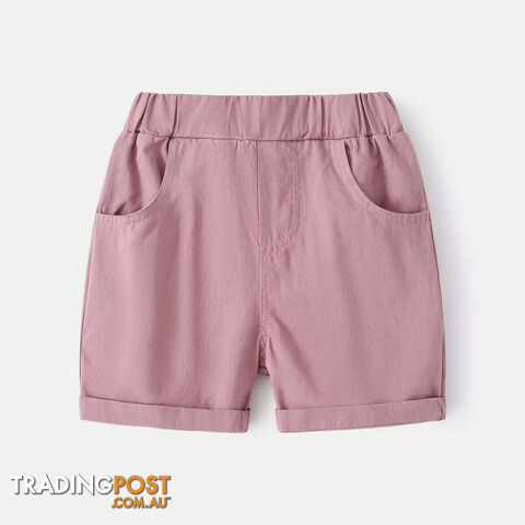 Pink / 3TZippay Cotton Linen Boys Shorts Toddler Kids Summer Knee Length Pants Children's Clothes