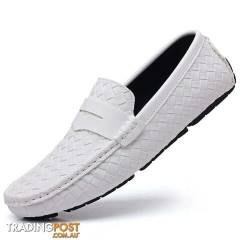 White / 48Zippay Loafers Men Handmade Moccasins Men Flats Casual Leather Shoes Comfy Loafers Shoes