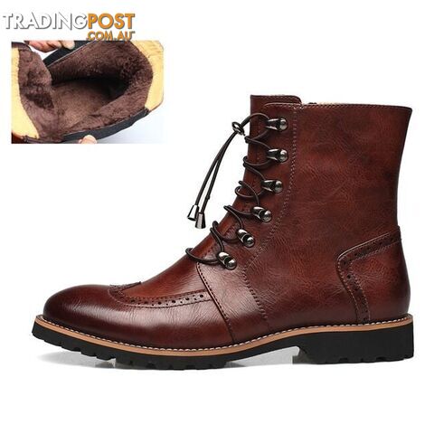 winter fur brown / 6.5Zippay Arrival Fashion Bullock shoes,Handmade super warm Genuine leather winter boots Men,Casual British style Snow boots for men