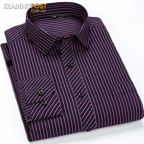 2107 / 45 - 6XLZippay Mens Casual Business Long Sleeved Shirt Classic Plaid Striped Male Social Dress Oversized Shirts