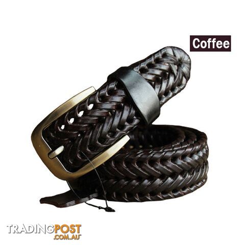 Coffee / 105cmZippay Belt Man Fashion Mens belts luxury genuine leather Brown braided Cow skin straps men Jeans Wide girdle Male 3 colors