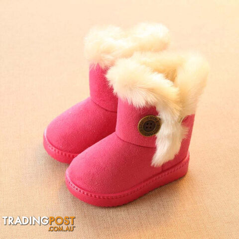 Red / 1Zippay Winter Children Boots Thick Warm Shoes Cotton-Padded Suede Buckle Girls Boots Boys Snow Boots Kids Shoes EU 21-35
