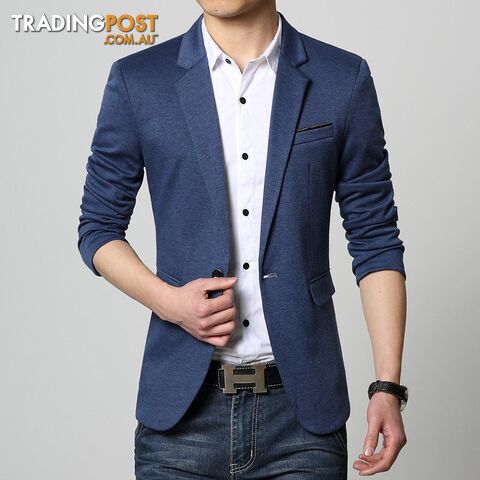 3625 blue / LZippay Slim Fit Casual jacket Cotton Men Blazer Jacket Single Button Gray Mens Suit Jacket Autumn Patchwork Coat Male Suite