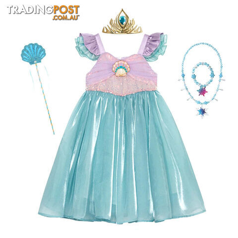 C / 3-4T(size 110)Zippay Princess Costume Kids Dress For Girls Cosplay Children Carnival Birthday Party Clothes Mermaid