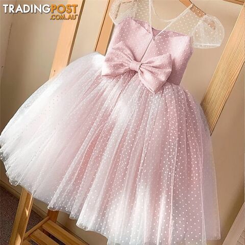 01 Pink / 6Zippay Girls Princess Kids Dresses for Girls Tutu Lace Flower Embroidered Ball Gown Baby Girls Clothes Children Wedding Party Dress