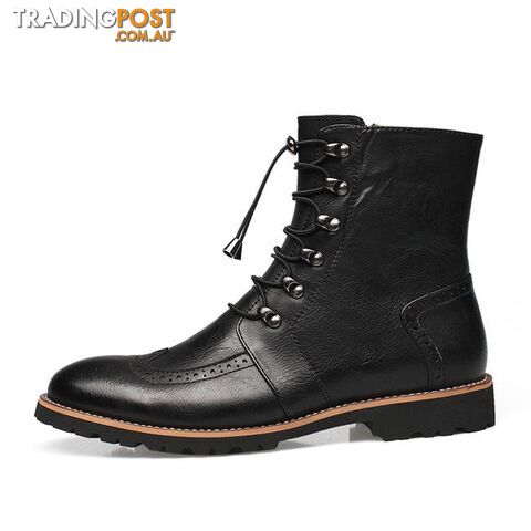 autumn black / 6Zippay Arrival Fashion Bullock shoes,Handmade super warm Genuine leather winter boots Men,Casual British style Snow boots for men