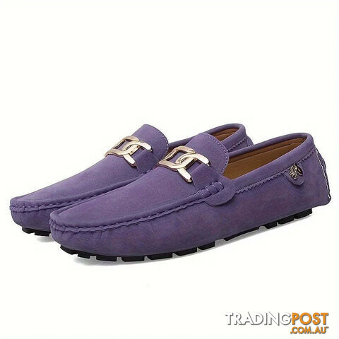 Purple / 40Zippay Split Leather Men Loafers Slip on Flats Casual Shoes for Women Moccasins Super Soft Female Footwear