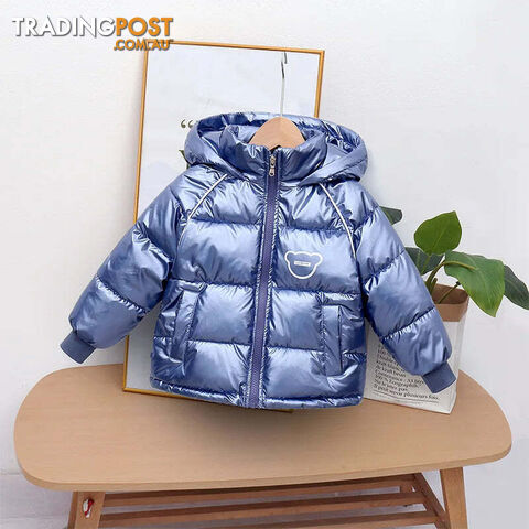 Light blue / 12MZippay Winter coat hooded Down jacket thickened cartoon print childrens clothes