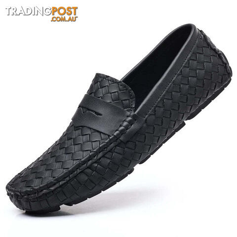 Black / 39Zippay Loafers Men Handmade Moccasins Men Flats Casual Leather Shoes Comfy Loafers Shoes