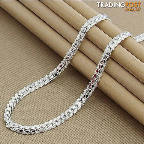 18cm BraceletZippay 925 Sterling Silver 6mm Side Chain Inch Necklace for Woman Men Fashion Wedding Engagement Jewelry Gift