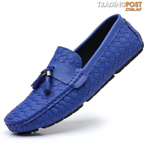 royal blue / 48Zippay Designer Leather Casual Shoes for Men High Quality Fashion Comfortable Man's Loafers Flats Driving Shoes
