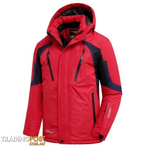 Red / 50 XLZippay Men Winter New Outdoor Jet Ski Premium Snow Warm Parkas Jacket Coat Men Outwear Casual Hooded Waterproof Thick Fleece Parka Men