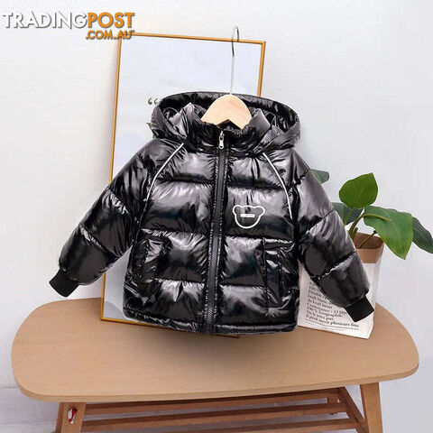 Black / 24MZippay Winter coat hooded Down jacket thickened cartoon print childrens clothes