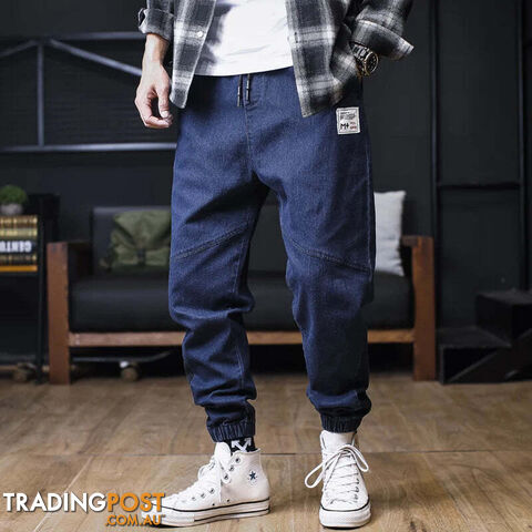 Blue / 5XL(38-40)Zippay Jeans Men Loose Joggers Streetwear Harem Jeans Cargo Pants Ankle-Length Denim Trousers