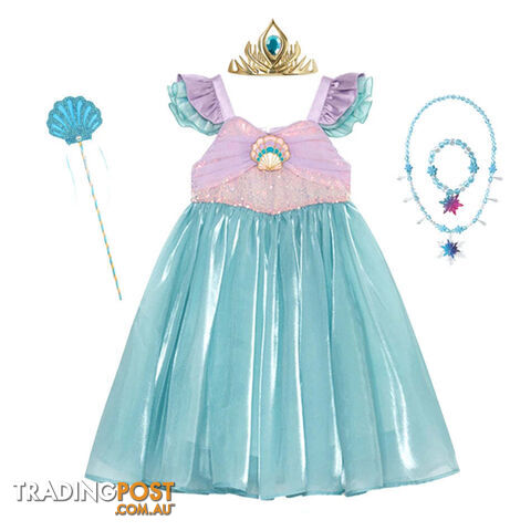 C / 2-3T(size 100)Zippay Princess Costume Kids Dress For Girls Cosplay Children Carnival Birthday Party Clothes Mermaid