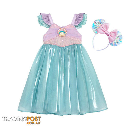 B / 7-8TT(size 140)Zippay Princess Costume Kids Dress For Girls Cosplay Children Carnival Birthday Party Clothes Mermaid