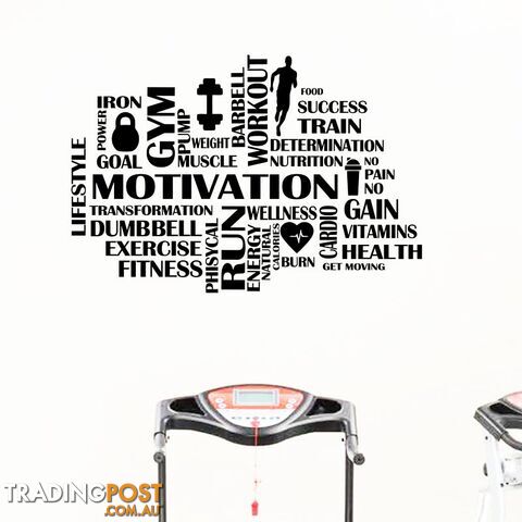 Black / 56x38 cmZippay Gym Motivational Words Wall Decal Fitness Sport Vinyl Wall Sticker Home Decor GYM Work Out Wall Decoration