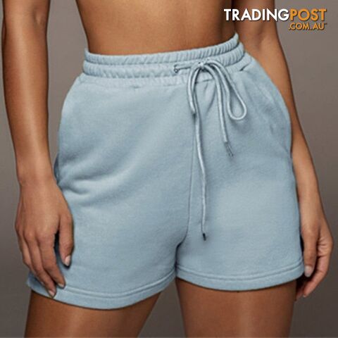 01 Blue Pant / MZippay Casual Solid Sportswear Two Piece Sets Women Crop Top And Drawstring Shorts Matching Set Summer Athleisure Outfits