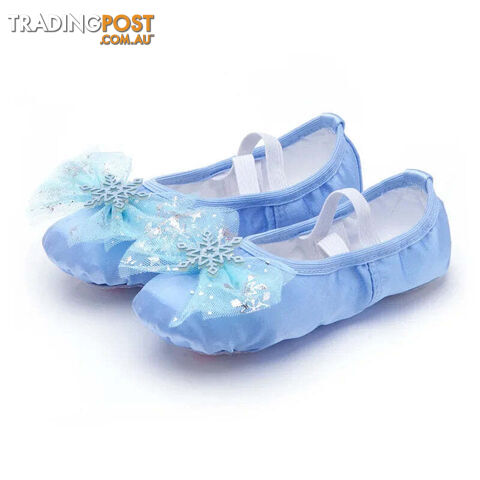 Ice blue / 24Zippay Lovely Princess Dance Soft Soled Ballet Shoe Children Girls Cat Claw Chinese Ballerina Exercises Shoes