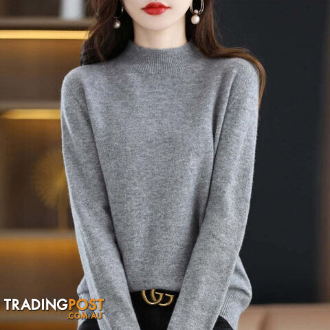 1 / XLZippay 100% Pure Wool Half-neck Pullover Cashmere Sweater Women's Casual Knit Top