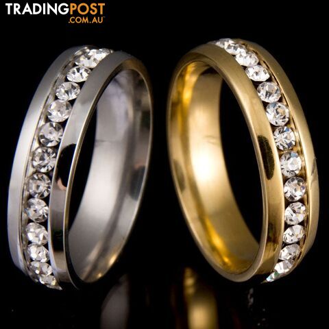 10 / 18K Gold PlatedZippay Never Fade 18k Gold Plated 316l Stainless Steel Ring Titanium Steel Engagement Wedding Ring