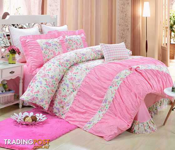 15 / KingZippay 100% Cotton Classic Princess Polka Dot Girls Bedding Sets Bedroom Bed Sheet Duvet Cover Pillowcase Twin Queen King size