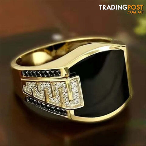 AJZ1809gold / 10Zippay Metal Glossy Rings for Men Geometric Width Signet Square Finger Punk Style Fashion Ring Jewelry Accessories