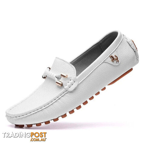 White / 44Zippay Loafers Men Shoes Casual Driving Flats Slip-on Shoes Luxury Comfy Moccasins