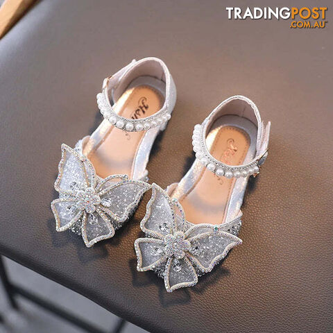 SHS104Silver / CN 29 insole 18cmZippay Summer Girls Sandals Fashion Sequins Rhinestone Bow Girls Princess Shoes Baby Girl Shoes Flat Heel Sandals