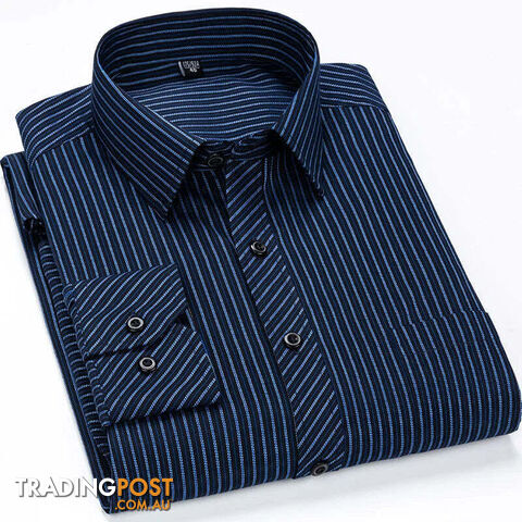 2106 / 47 - 8XLZippay Mens Casual Business Long Sleeved Shirt Classic Plaid Striped Male Social Dress Oversized Shirts