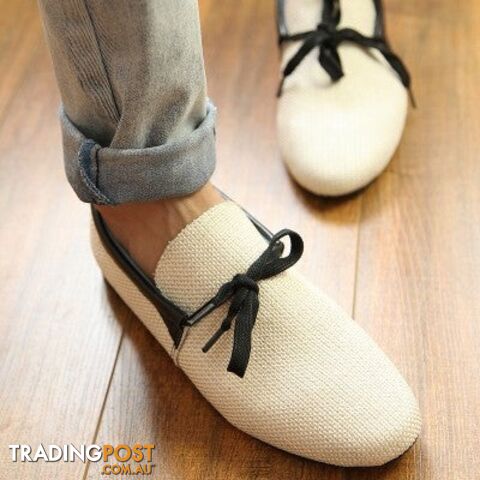 01White / 6.5Zippay Quality Mens Canvas Casual Lace Slip On Loafer Shoes Moccasins Driving Shoes men flats