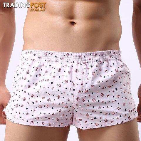 pink star / MZippay Men Underwear Boxer Shorts Trunks Slacks Cotton Men Boxer Shorts Underwear Printed Men Shorts Home Underpants std05