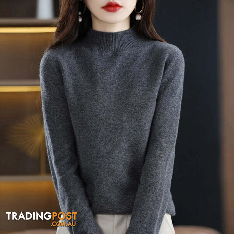 3 / MZippay 100% Pure Wool Half-neck Pullover Cashmere Sweater Women's Casual Knit Top
