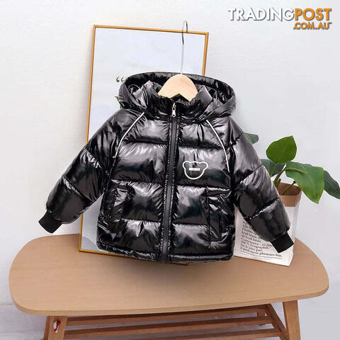 Black / 5Zippay Winter coat hooded Down jacket thickened cartoon print childrens clothes