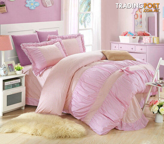 7 / KingZippay YADIDI 100% Cotton Classic Princess Polka Dot Girls Bedding Sets Bedroom Bed Sheet Duvet Cover Pillowcase Twin Queen King size