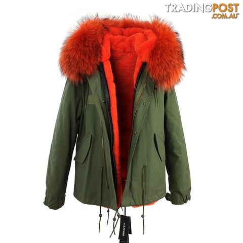 color 6 / XXLZippay women's army green Large raccoon fur collar hooded coat parkas outwear 2 in 1 detachable lining winter jacket brand style