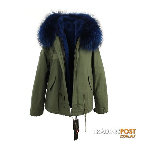 color 9 / MZippay women's army green Large raccoon fur collar hooded coat parkas outwear 2 in 1 detachable lining winter jacket brand style