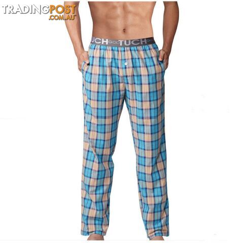 BLUE / XLZippay Pyjama Pants Men Underwear Trousers Plaid Mens Lounge Pants Pantalon Piyamas Jovenes Pijama Gootuch 2505