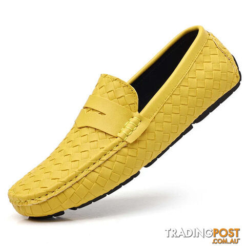 Yellow / 40Zippay Loafers Men Handmade Moccasins Men Flats Casual Leather Shoes Comfy Loafers Shoes