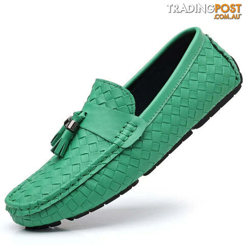 green / 48Zippay Designer Leather Casual Shoes for Men High Quality Fashion Comfortable Man's Loafers Flats Driving Shoes
