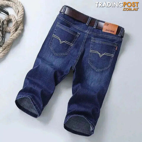 Dark Blue 009 / 34Zippay Summer Men Short Denim Jeans Thin Knee Length New Casual Cool Pants Short Elastic Daily High Quality Trousers New Arrivals