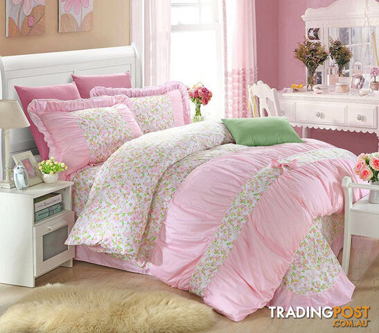 10 / KingZippay YADIDI 100% Cotton Classic Princess Polka Dot Girls Bedding Sets Bedroom Bed Sheet Duvet Cover Pillowcase Twin Queen King size