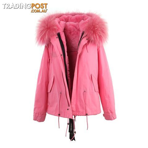 color 1 / XXLZippay women's army green Large raccoon fur collar hooded coat parkas outwear 2 in 1 detachable lining winter jacket brand style