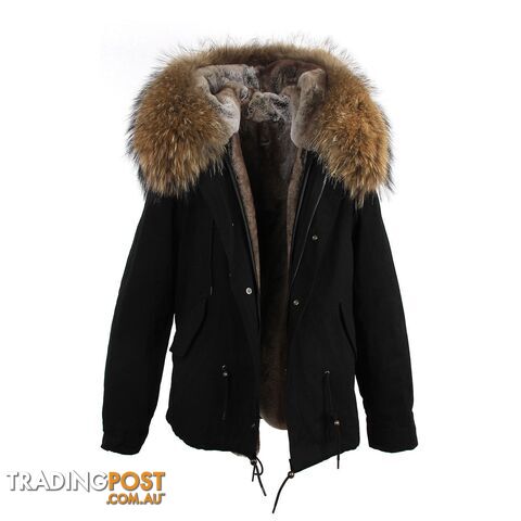 color 16 / XLZippay women's army green Large raccoon fur collar hooded coat parkas outwear 2 in 1 detachable lining winter jacket brand style