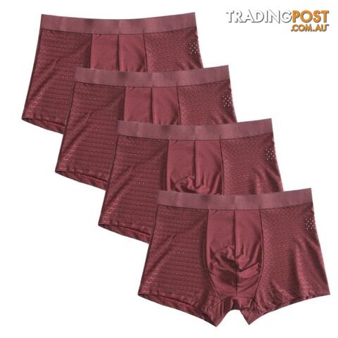Red / 4XLZippay 4pcs/lot Bamboo Fiber Boxer Pantie Underpant plus size shorts breathable underwear
