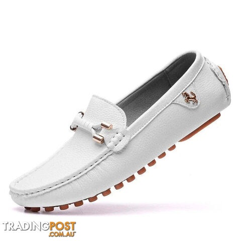 White / 45Zippay Loafers Men Shoes Casual Driving Flats Slip-on Shoes Luxury Comfy Moccasins