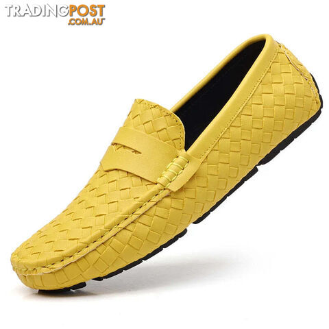 Yellow / 48Zippay Loafers Men Handmade Moccasins Men Flats Casual Leather Shoes Comfy Loafers Shoes