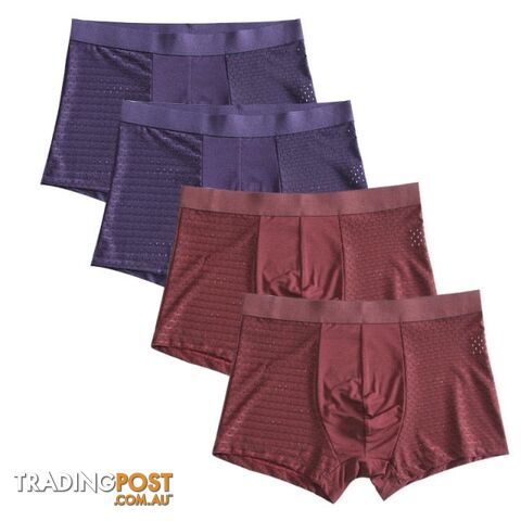 Blue Red / 5XLZippay 4pcs/lot Bamboo Fiber Boxer Pantie Underpant plus size shorts breathable underwear